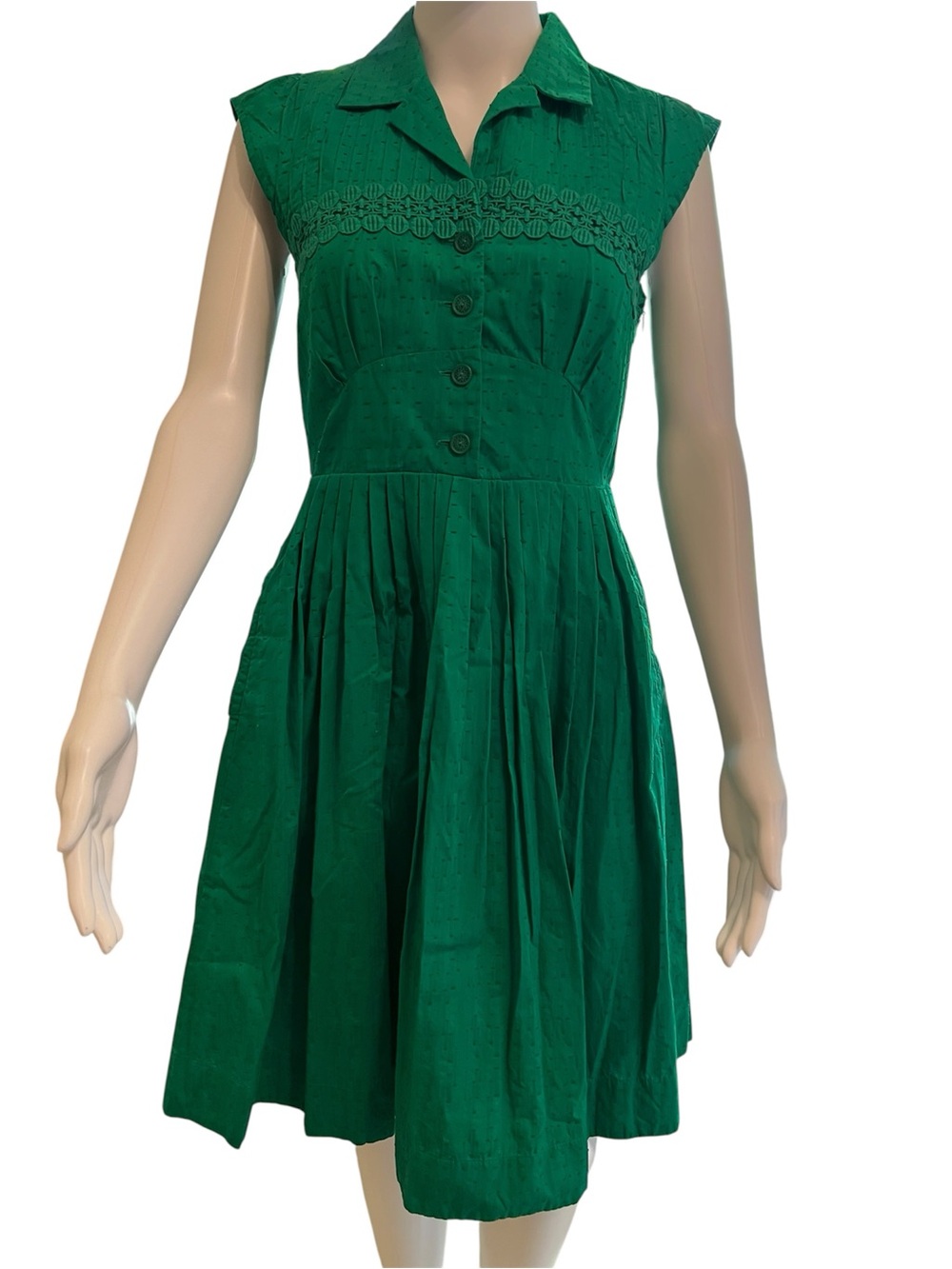Maeve Emerald Green Sleeveless Fit-and-Flare Midi Dress from Anthropologie NWOT